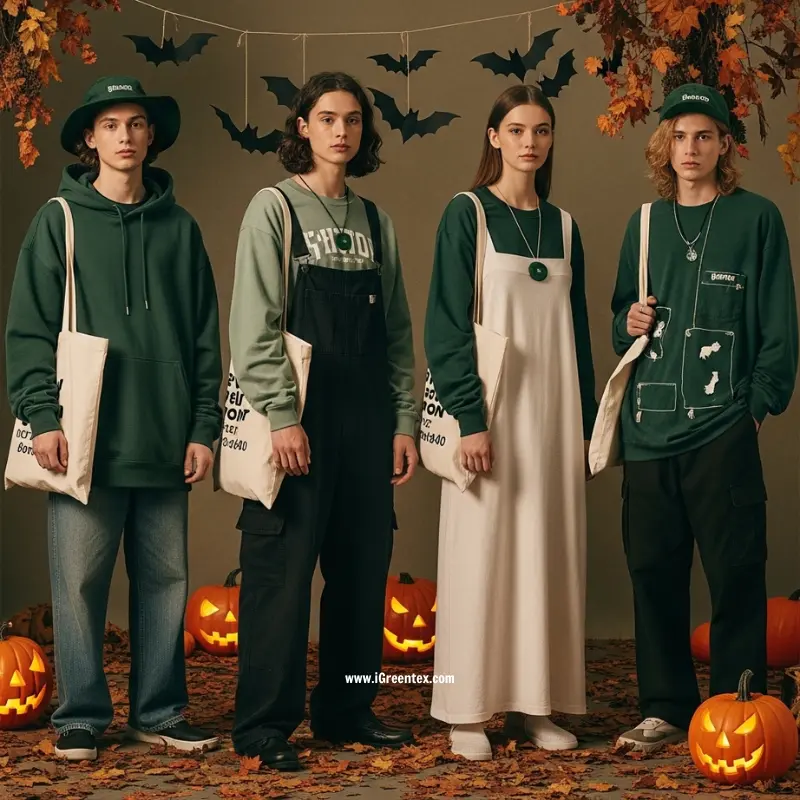 Eco-Chic Dominance_ Sustainable Halloween Costumes 2025 - Illustration by iGreen tex