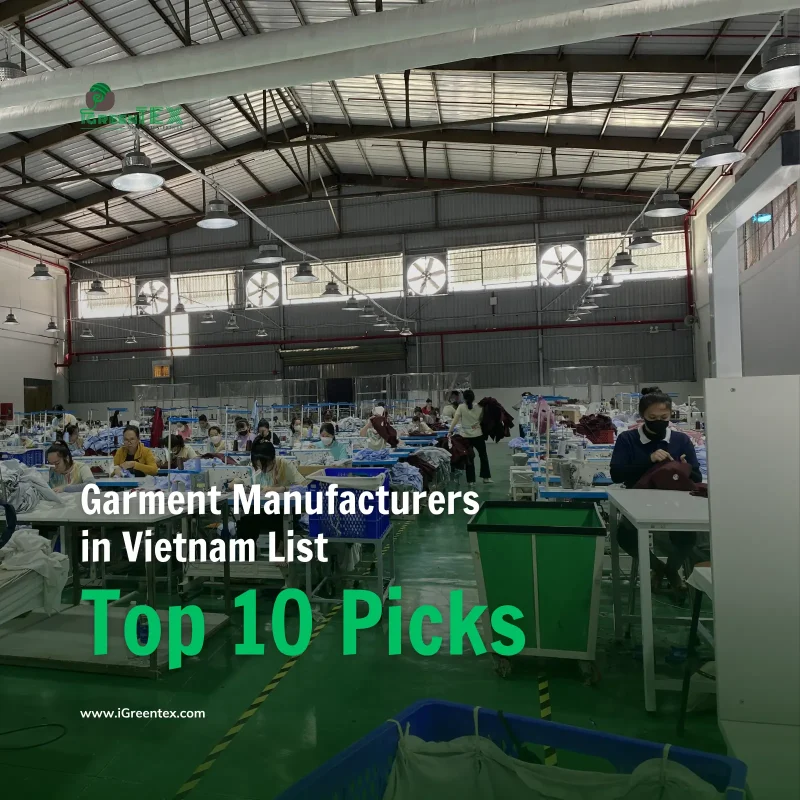 An authentic wide-angle view of the iGreen Tex factory sewing floor. This image represents the scale and organization expected from companies on a professional garment manufacturers in vietnam list, featuring active production lines for global apparel brands.