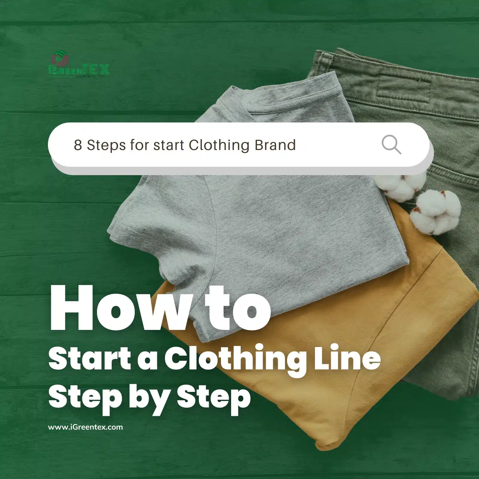 A comprehensive roadmap showing how to start a clothing line step by step. The visual details the transition from tech pack design to mass OEM production at the iGreen Tex Vietnam factory