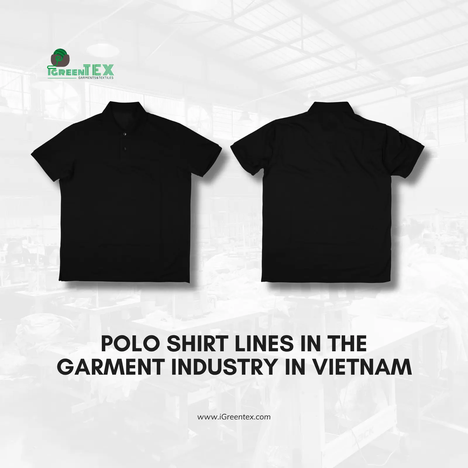 Detailed collar and placket stitching of a polo shirt from the garment industry in Vietnam.