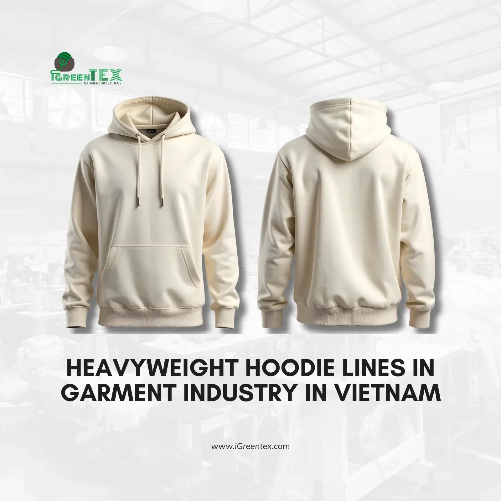 Automated pocket and hood stitching of a fleece hoodie from the garment industry in Vietnam.
