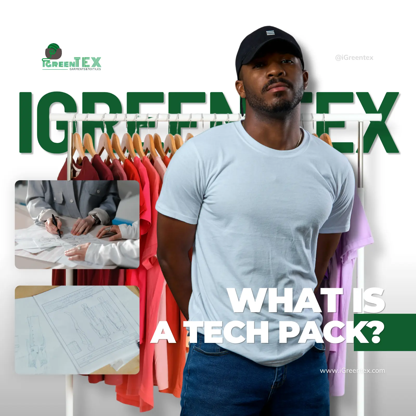 An instructional diagram on how to create a clothing tech pack before production.