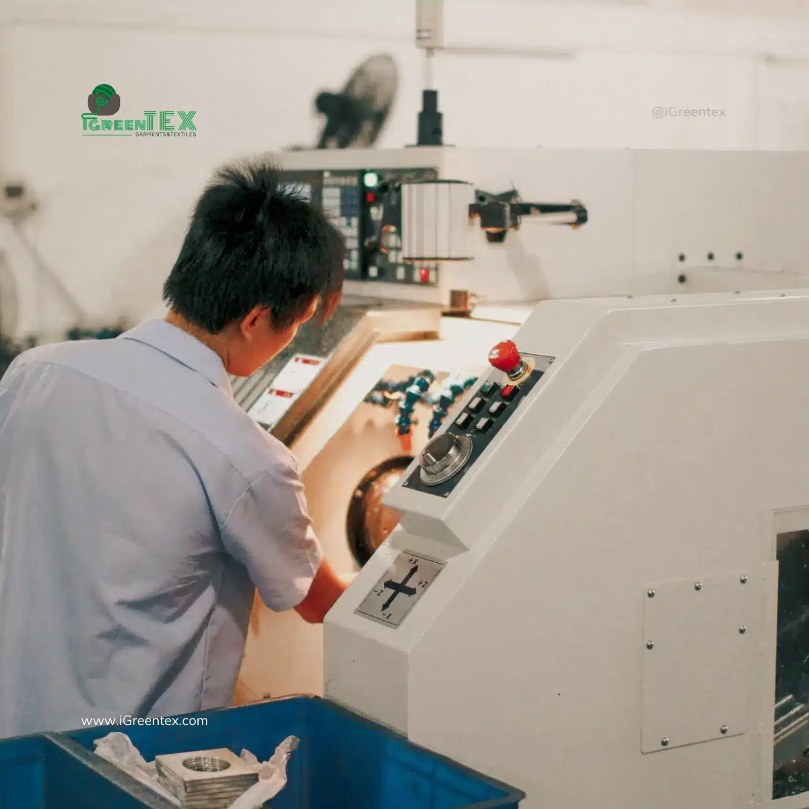 An inspector evaluating hidden production floor details during a garment factory audit.