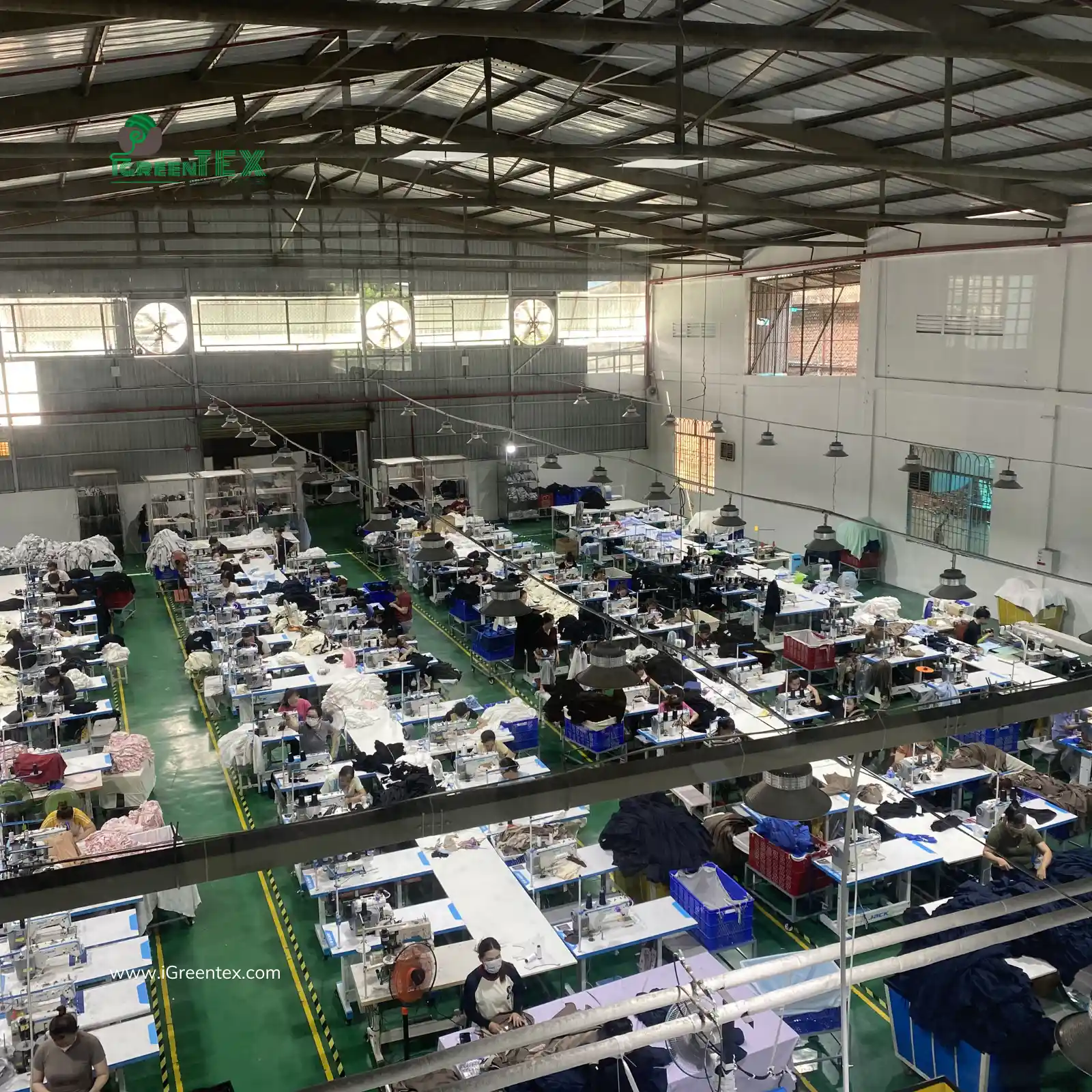 A massive industrial garment plant with multi-line assembly designed for large scale clothing manufacturing.