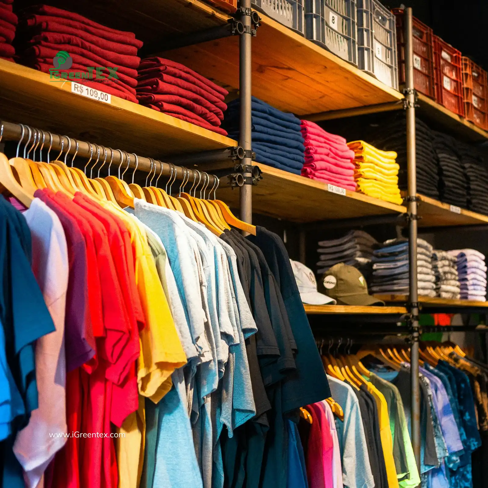 A clothing retail store featuring original apparel collections protected from market copying.